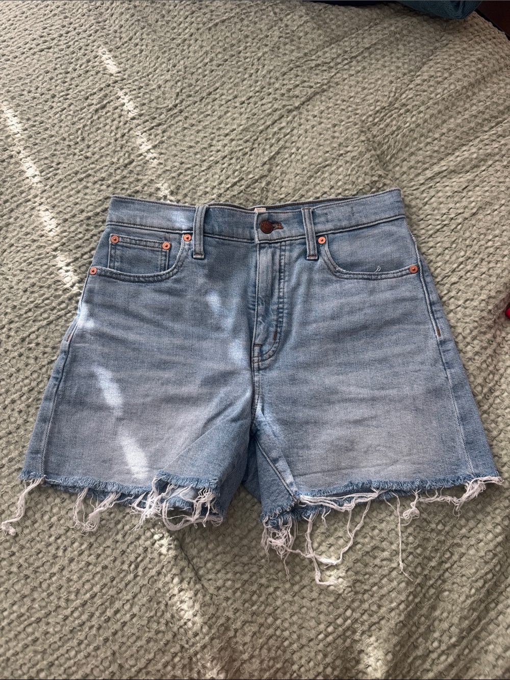 Madewell Light Blue High-Rise Denim Cutoff Shorts
